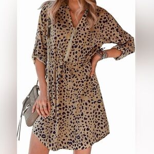 Leopard Print Long Sleeve Dress